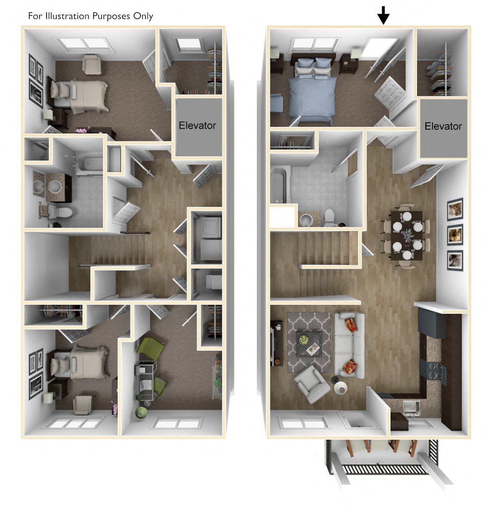 Floor plan for 4 beds, 2 baths, 1586 sqft
